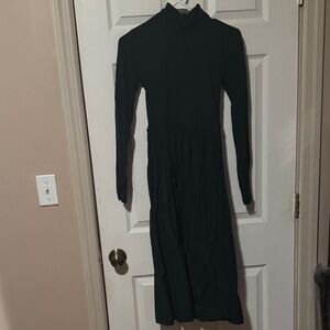 Zara Black Long Sleeve Turtleneck Midi Dress